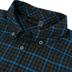 KJUS Men's Circle Long Sleeve Plaid Button Down Shirt Dark Jet Green XL